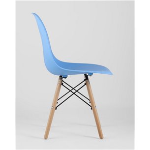 Комплект из четырех стульев|Stool Group|Eames Style DSW голубой пластик, стальной каркас, натуральный массив бука