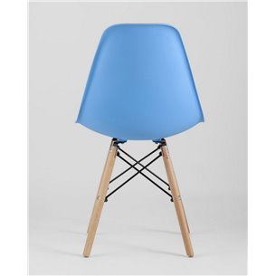 Комплект из четырех стульев|Stool Group|Eames Style DSW голубой пластик, стальной каркас, натуральный массив бука