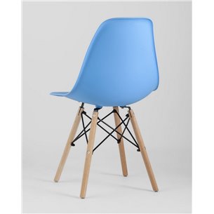 Комплект из четырех стульев|Stool Group|Eames Style DSW голубой пластик, стальной каркас, натуральный массив бука