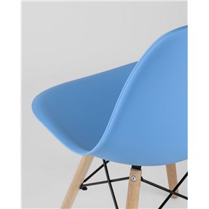 Комплект из четырех стульев|Stool Group|Eames Style DSW голубой пластик, стальной каркас, натуральный массив бука
