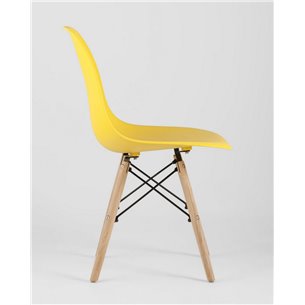 Комплект из четырех стульев|Stool Group|Eames Style DSW желтый пластик, стальной каркас, натуральный массив бука
