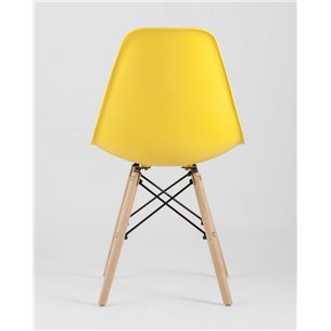 Комплект из четырех стульев|Stool Group|Eames Style DSW желтый пластик, стальной каркас, натуральный массив бука