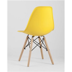 Комплект из четырех стульев|Stool Group|Eames Style DSW желтый пластик, стальной каркас, натуральный массив бука