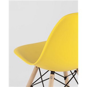 Комплект из четырех стульев|Stool Group|Eames Style DSW желтый пластик, стальной каркас, натуральный массив бука