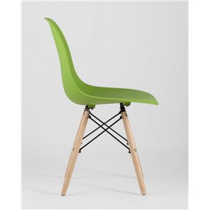 Комплект из четырех стульев|Stool Group|Eames Style DSW зеленый пластик, стальной каркас, натуральный массив бука