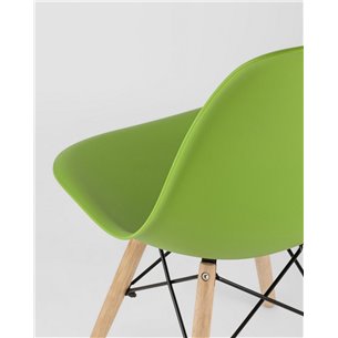 Комплект из четырех стульев|Stool Group|Eames Style DSW зеленый пластик, стальной каркас, натуральный массив бука