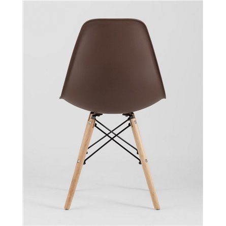 Комплект из четырех стульев|Stool Group|Eames Style DSW коричневый пластик, стальной каркас, натуральный массив бука