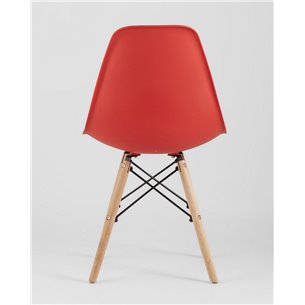 Комплект из четырех стульев|Stool Group|Eames Style DSW красный пластик, стальной каркас, натуральный массив бука