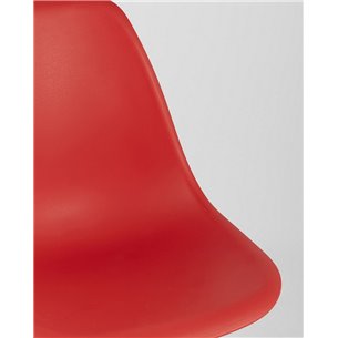 Комплект из четырех стульев|Stool Group|Eames Style DSW красный пластик, стальной каркас, натуральный массив бука