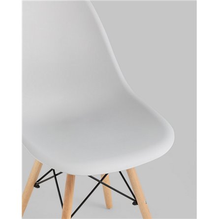 Стул|Stool Group|Eames Style DSW светло-серый пластик, стальной каркас, натуральный массив бука
