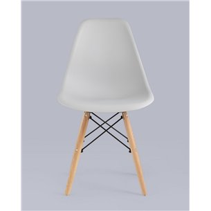 Комплект из четырех стульев|Stool Group|Eames Style DSW светло-серый пластик, стальной каркас, натуральный массив бука