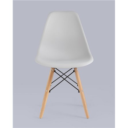 Комплект из четырех стульев|Stool Group|Eames Style DSW светло-серый пластик, стальной каркас, натуральный массив бука