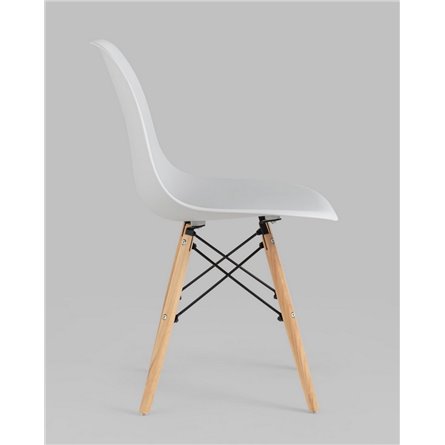 Комплект из четырех стульев|Stool Group|Eames Style DSW светло-серый пластик, стальной каркас, натуральный массив бука