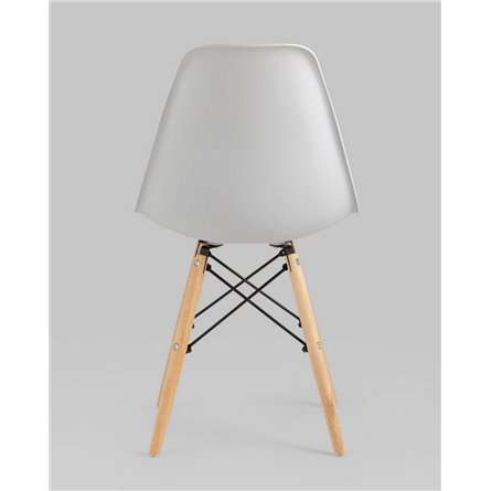 Комплект из четырех стульев|Stool Group|Eames Style DSW светло-серый пластик, стальной каркас, натуральный массив бука