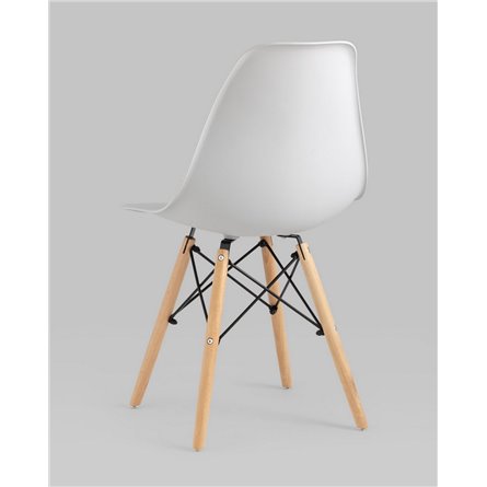Комплект из четырех стульев|Stool Group|Eames Style DSW светло-серый пластик, стальной каркас, натуральный массив бука