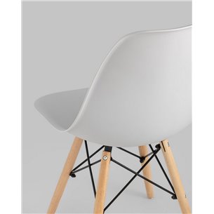 Комплект из четырех стульев|Stool Group|Eames Style DSW светло-серый пластик, стальной каркас, натуральный массив бука
