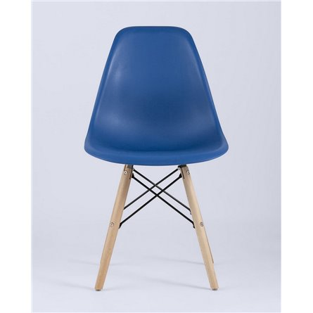 Стул|Stool Group|Eames Style DSW синий пластик, стальной каркас, натуральный массив бука
