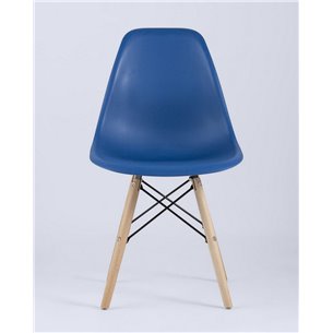 Комплект из четырех стульев|Stool Group|Eames Style DSW синий пластик, стальной каркас, натуральный массив бука