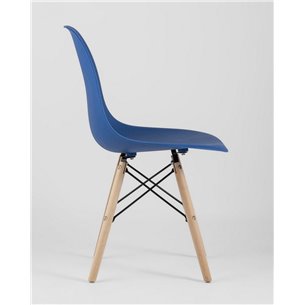 Комплект из четырех стульев|Stool Group|Eames Style DSW синий пластик, стальной каркас, натуральный массив бука
