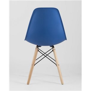Комплект из четырех стульев|Stool Group|Eames Style DSW синий пластик, стальной каркас, натуральный массив бука
