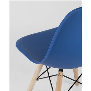 Комплект из четырех стульев|Stool Group|Eames Style DSW синий пластик, стальной каркас, натуральный массив бука
