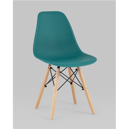 Стул|Stool Group|Eames Style DSW темно-бирюзовый пластик, стальной каркас, натуральный массив бука