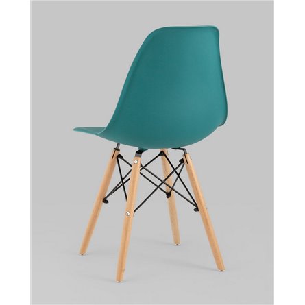 Стул|Stool Group|Eames Style DSW темно-бирюзовый пластик, стальной каркас, натуральный массив бука
