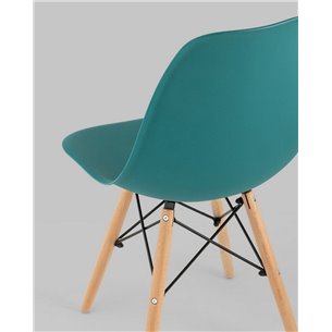 Стул|Stool Group|Eames Style DSW темно-бирюзовый пластик, стальной каркас, натуральный массив бука