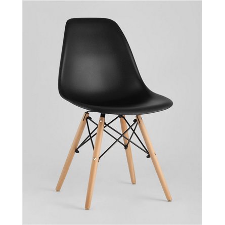 Стул|Stool Group|Eames Style DSW черный пластик, стальной каркас, натуральный массив бука