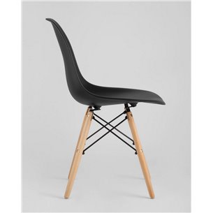 Стул|Stool Group|Eames Style DSW черный пластик, стальной каркас, натуральный массив бука