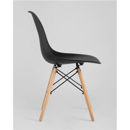 Стул|Stool Group|Eames Style DSW черный пластик, стальной каркас, натуральный массив бука