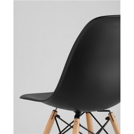 Стул|Stool Group|Eames Style DSW черный пластик, стальной каркас, натуральный массив бука