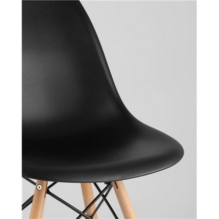 Стул|Stool Group|Eames Style DSW черный пластик, стальной каркас, натуральный массив бука