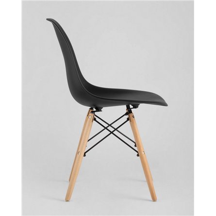 Комплект из четырех стульев|Stool Group|Eames Style DSW черный пластик, стальной каркас, натуральный массив бука
