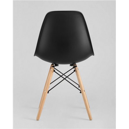 Комплект из четырех стульев|Stool Group|Eames Style DSW черный пластик, стальной каркас, натуральный массив бука