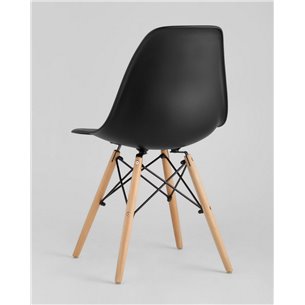 Комплект из четырех стульев|Stool Group|Eames Style DSW черный пластик, стальной каркас, натуральный массив бука