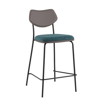 Стул полубарный Casey темно-бирюзовый с серой экокожей