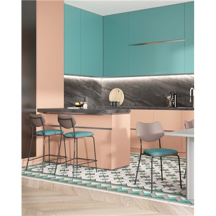 Стул полубарный|Stool Group|Casey темно-бирюзовый с серой экокожей