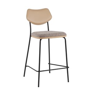 Стул полубарный Casey серо-коричневый с бежевой экокожей