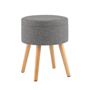 Пуф с ящиком Store Woody рогожка серая