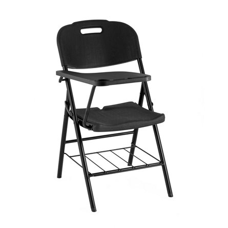 Стул складной банкетный со столиком и полкой черный