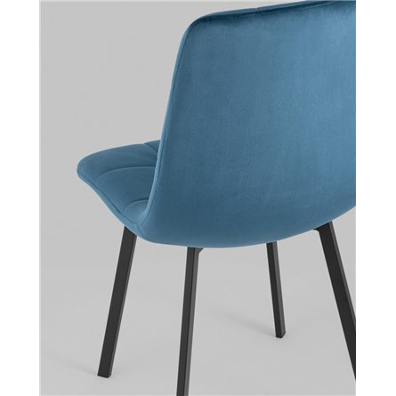 Комплект из четырех стульев|Stool Group|Chilly велюр сине-зеленый ножки металл черные