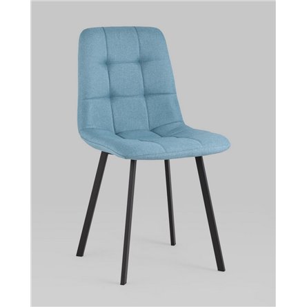 Комплект из четырех стульев|Stool Group|Chilly рогожка голубой ножки металл черные