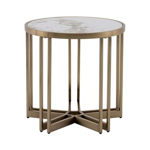 Журнальный столик Алиада 55х55 см светлая керамика сталь шампань