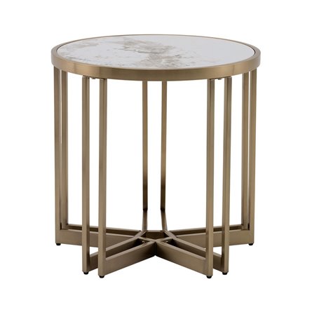 Журнальный столик Алиада 55х55 см светлая керамика сталь шампань