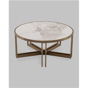 Журнальный стол|Stool Group|Алиада 90х90 см светлая керамика сталь шампань