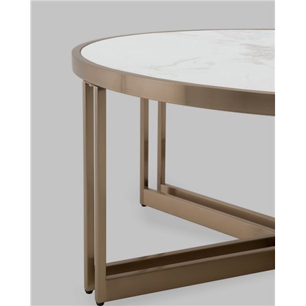 Журнальный стол|Stool Group|Алиада 90х90 см светлая керамика сталь шампань