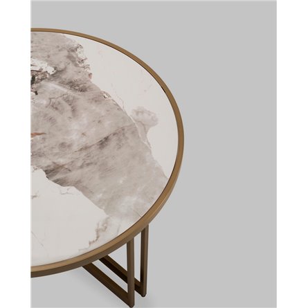 Журнальный стол|Stool Group|Алиада 90х90 см светлая керамика сталь шампань