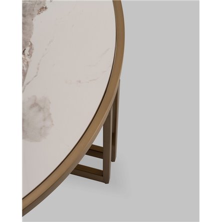 Журнальный стол|Stool Group|Алиада 90х90 см светлая керамика сталь шампань