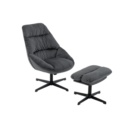 Кресло Оррелл серый с оттоманкой